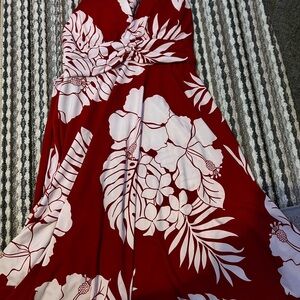 Elegant Red Floral Women's Dress